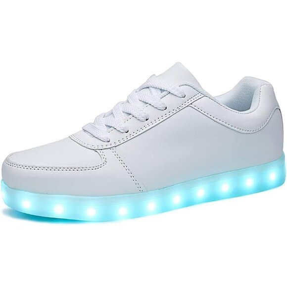 ⚡Unisex White USB Charging Light Up Shoes Sports LED Dancing Sneakers Lace Up - Picture 1 of 8